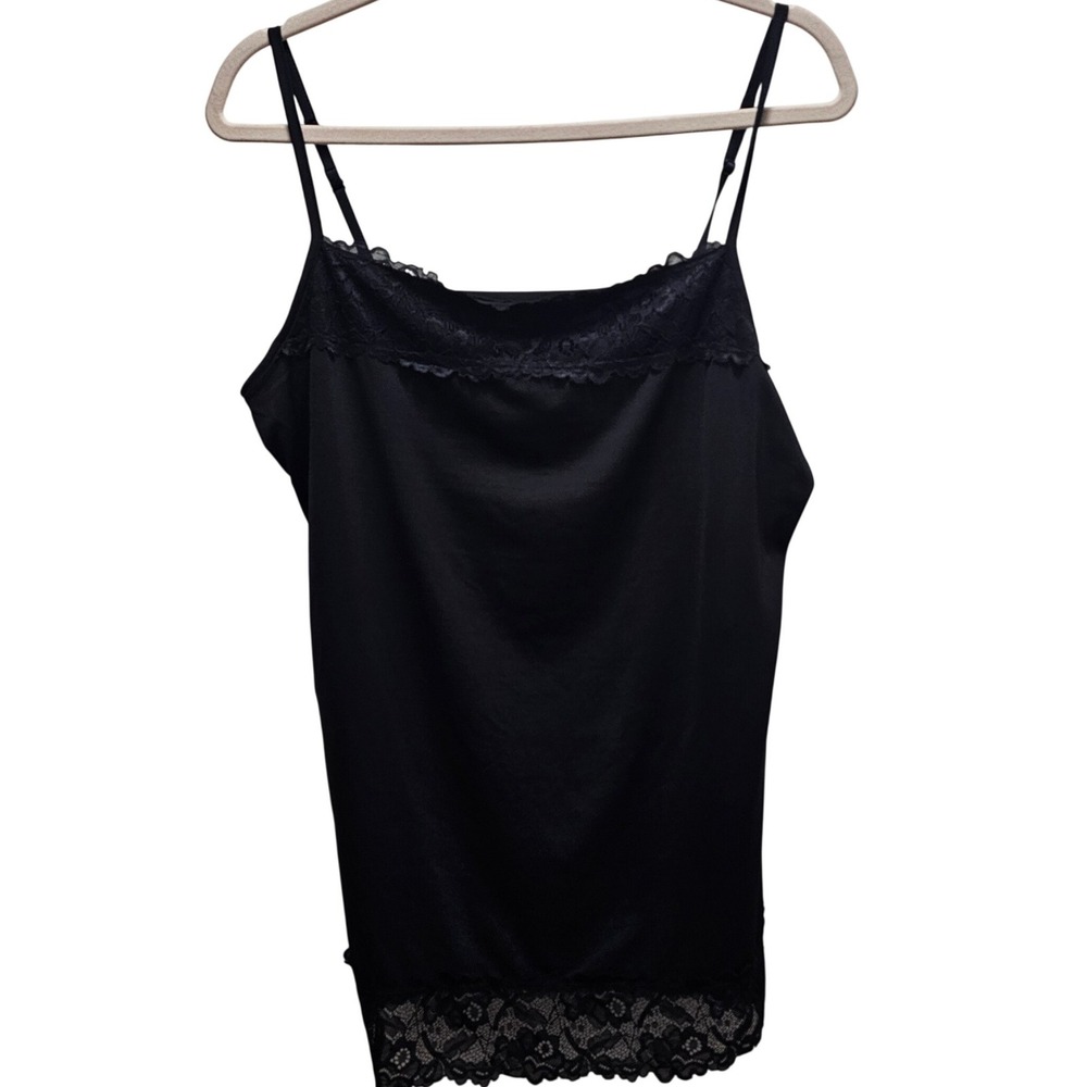 Y2K Black Floral Lace Cami Maurices XL Bottom Lace Trim Slip Style Whimsygoth